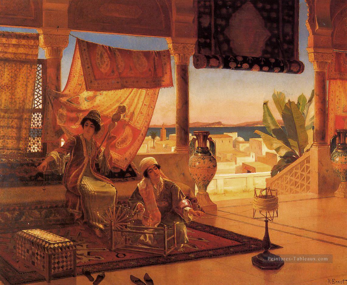 Ernst Rudolph La Terrasse Arabes Peintures à l'huile
